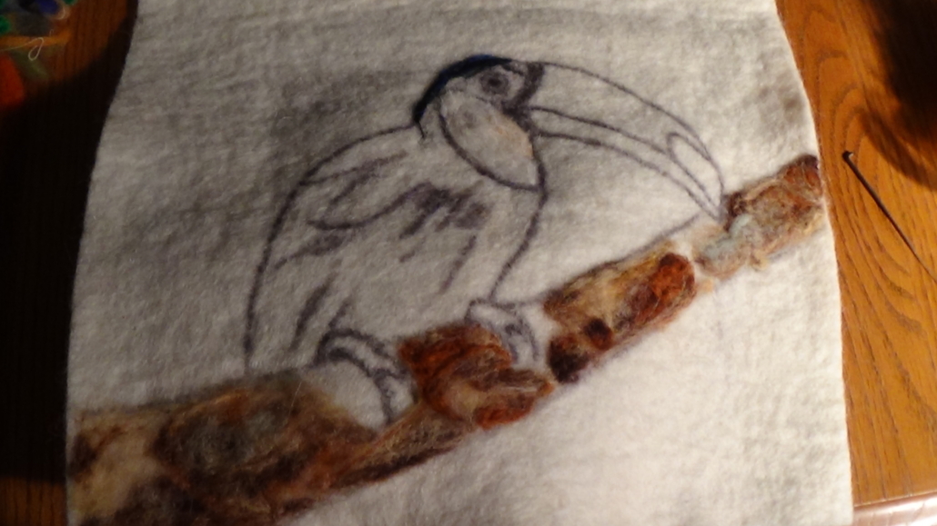 Toucan, Felted Picture, Wool Art