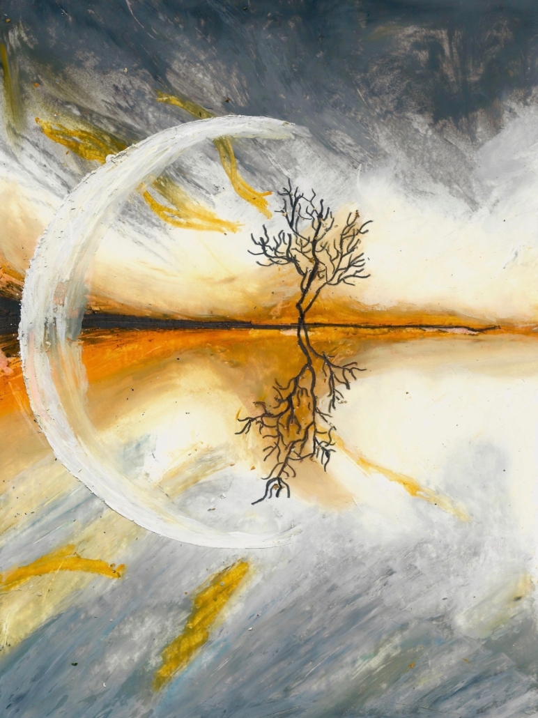 Reflections, Oil Pastel Drawing, Karmik Channels