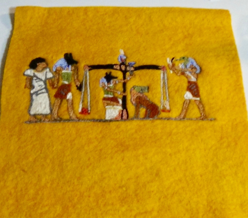 The Weight of the Heart, Weighing the Heart, Karmik Channels, Needle Felted Picture.