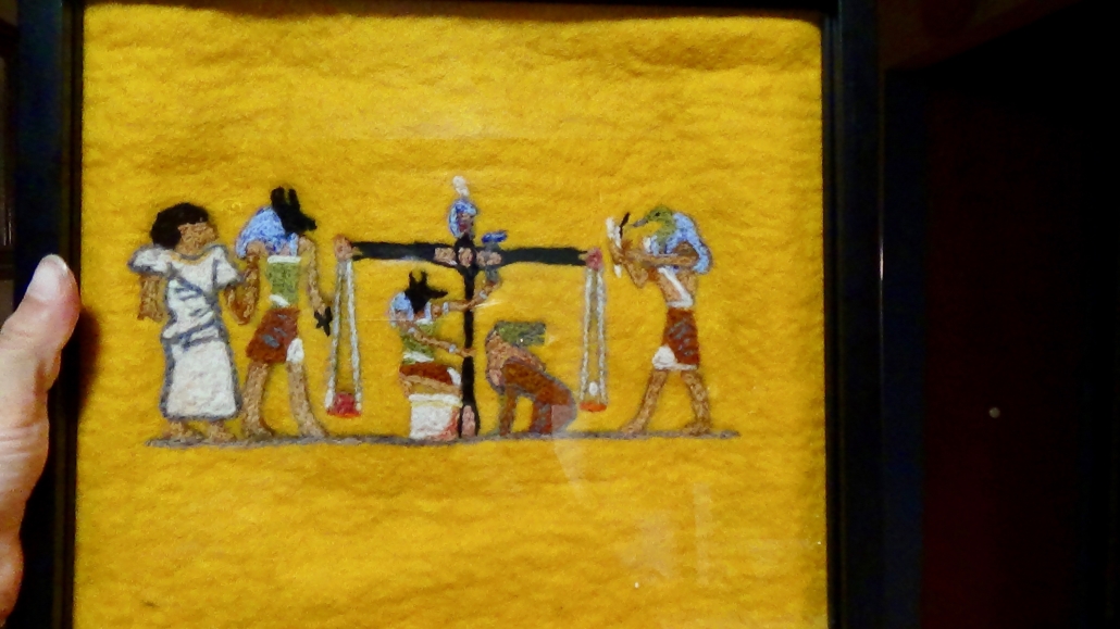 The Weight of the Heart, Weighing the Heart, Karmik Channels, Needle Felted Picture.