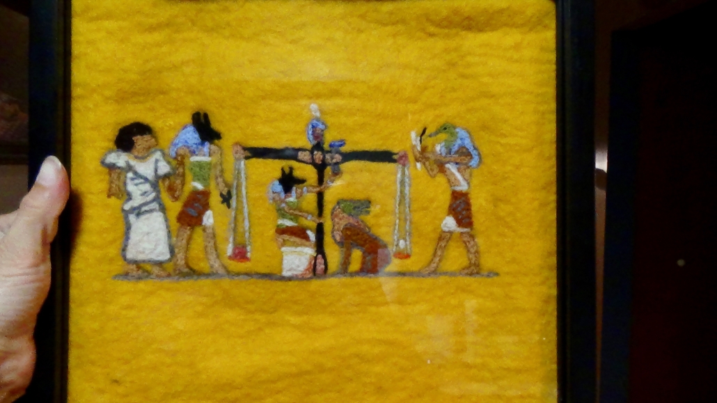 The Weight of the Heart, Weighing the Heart, Karmik Channels, Needle Felted Picture.