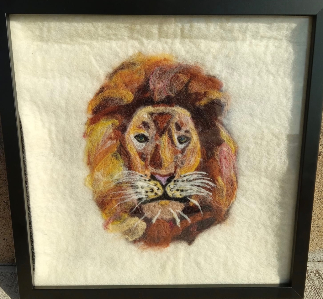 Lion, Karmik Channels, Needle Felt Picture
