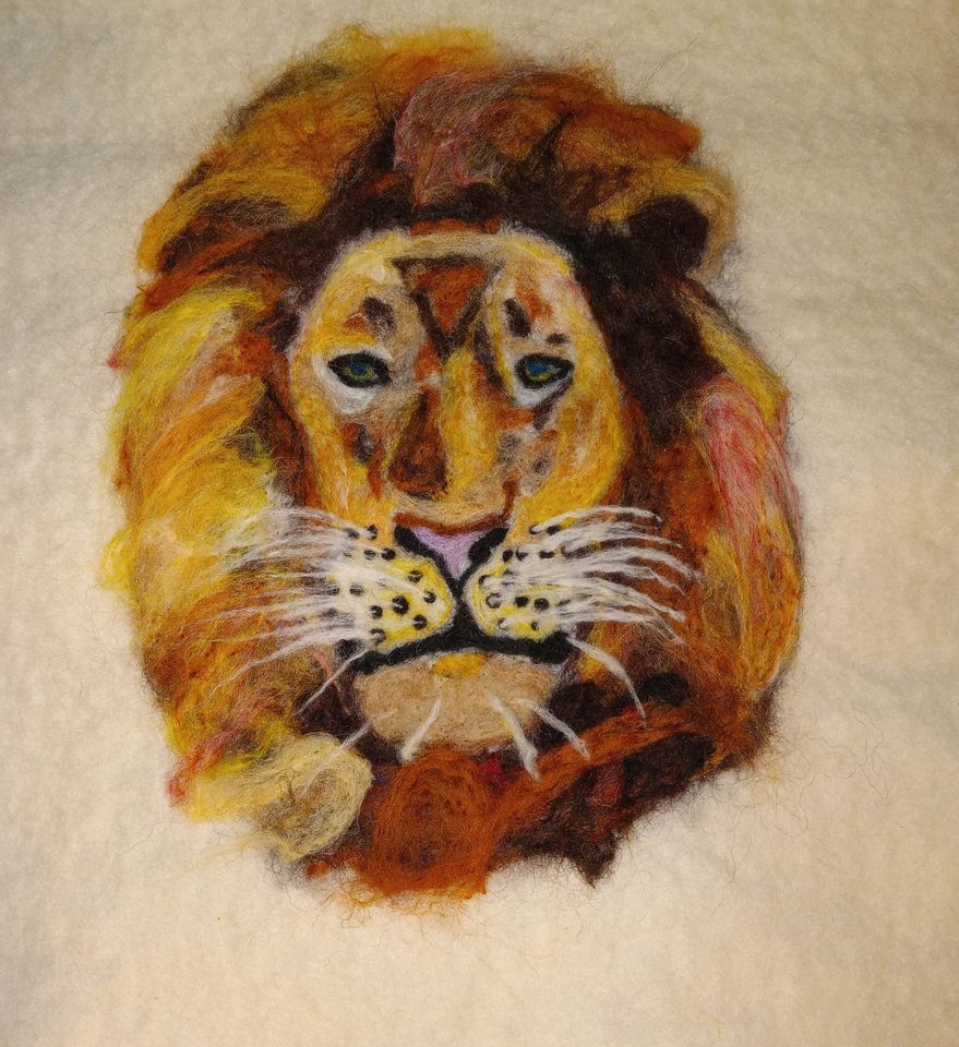 Lion, Needle Felted Picture, Karmik Channels